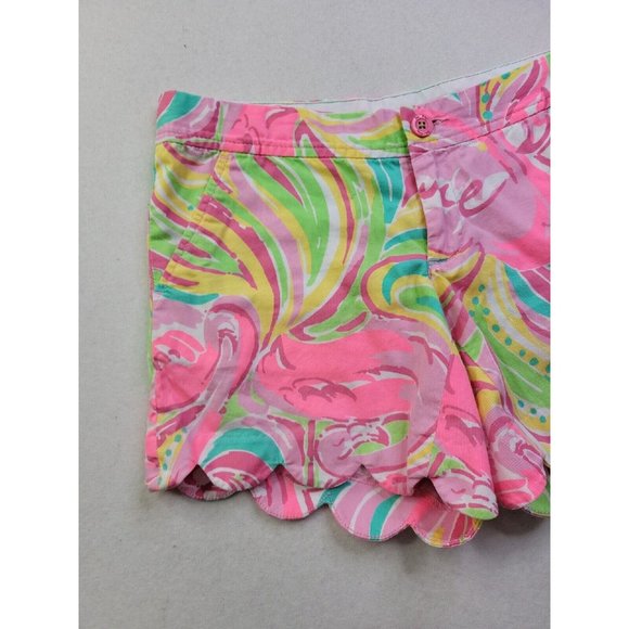 Lilly Pulitzer Buttercup Short All Nighter Women's 00 Scalloped Hem Flamingo 5" - Picture 2 of 11